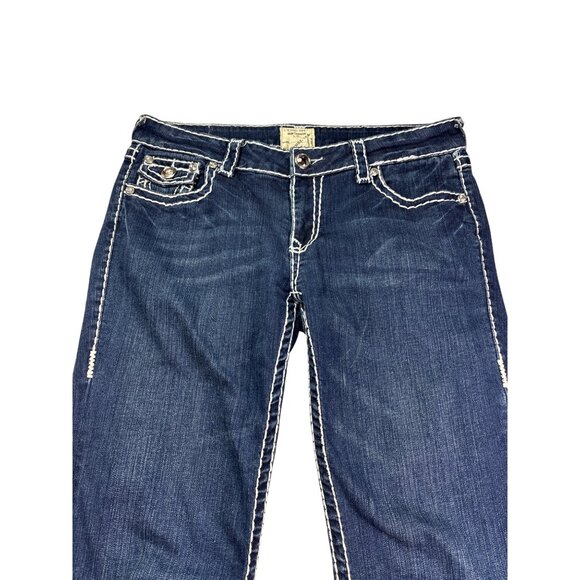 L.A. Idol USA Juniors Bootcut Jeans 11 Vintage Y2K Flap Pockets Rhinestones Blue - Picture 2 of 10